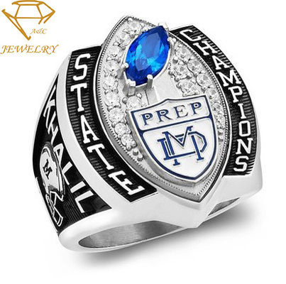 De douanesporten Team Championship Rings Silver Football verdedigt Ring With Your LOGO&amp;TEXT