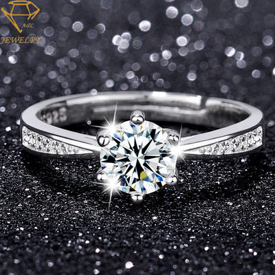 Sterling Silver Diamond Wedding Rings van regelbare Vrouwen