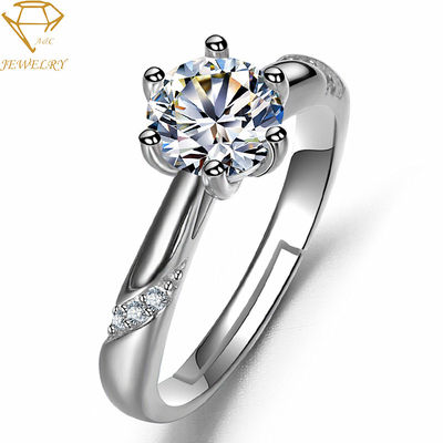 Bedek Plaatsende Zilveren Diamond Wedding Ring Engraving For-Vrouwen